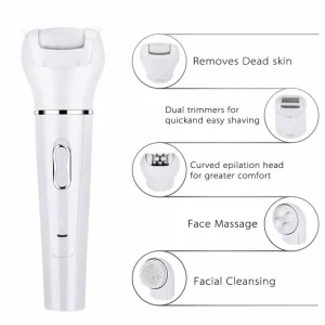 Kemei KM 2199 l 5 in 1 Rechargeable Epilator For Women l Female Depilation Machine l Electronic Face Cleansing l Massage l Trimmer l Epilation l - Image 2